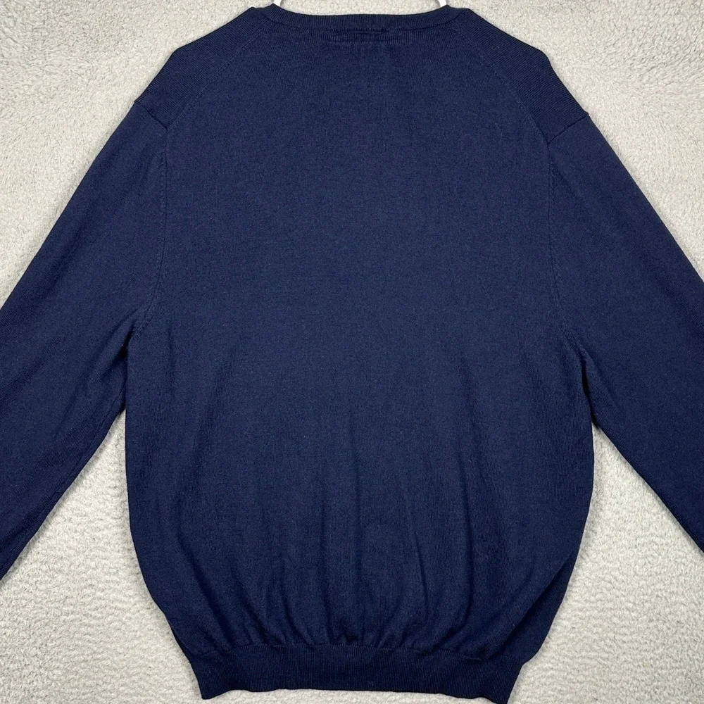 Brooks Brothers 346 Merino Wool Sweater Men XL Navy Blue V-Neck Stretch Pullover
